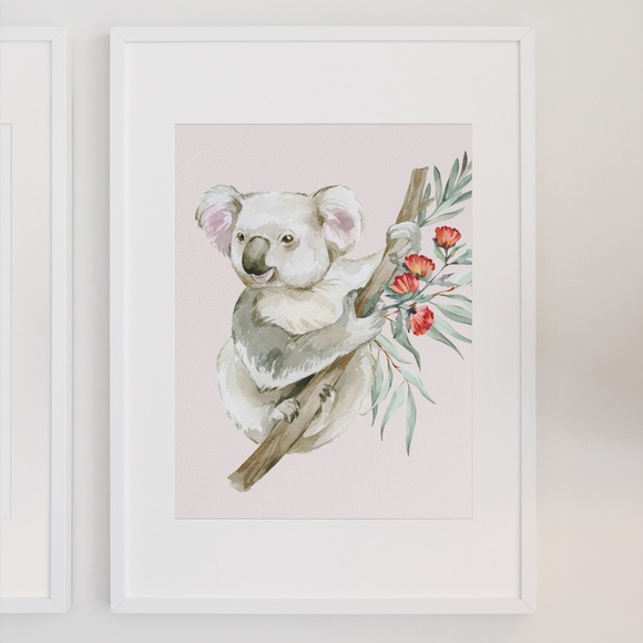 Watercolor Floral Koala Illustration Wall Art Print Poster Unframed - Picture 4 of 10